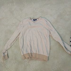 Tommy hilfiger tan/white v-neck large sweater